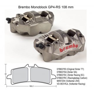 Radial GP4-RS Monoblock Bremszangen, orig. Brembo, 108 mm Kit